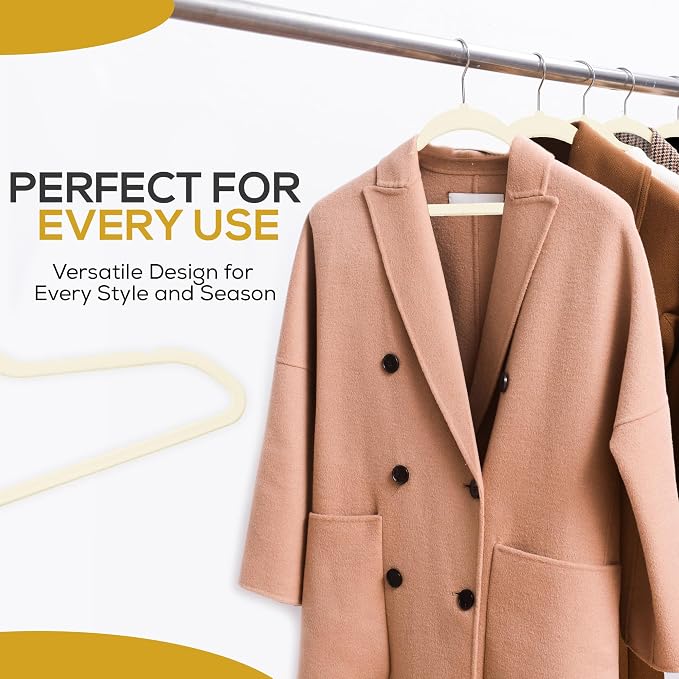 Premium Ivory Velvet Hangers 30 Pack – Space Saving Felt Hanger, Non Slip - Image 7