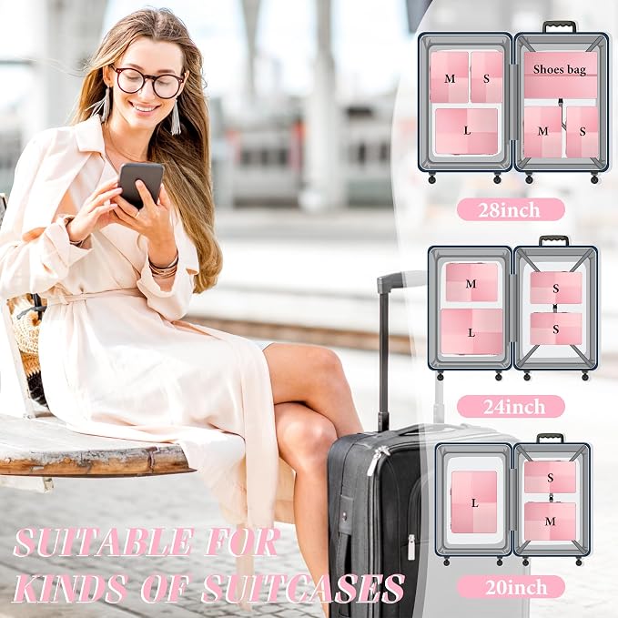 8 Set Compression Packing Cubes Travel, Lightweight Expandable Travel Cubes - Image 3