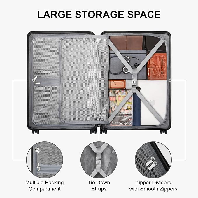 LEVEL8 Elegance Checked Luggage, 24 Inch Hardside Suitcase, Lightweight Matte - Image 6