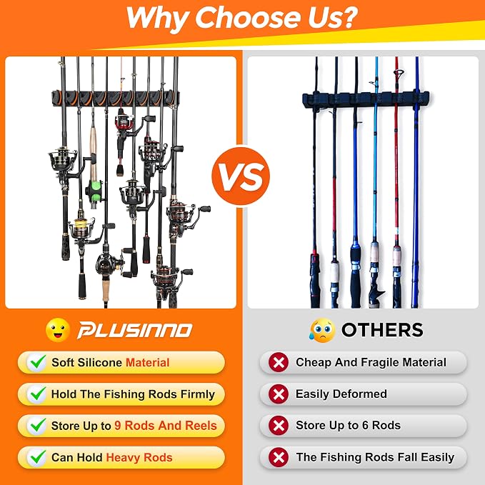 PLUSINNO V9 Vertical Fishing Rod Holders, Wall Mounted Fishing Pole Holders - Image 5