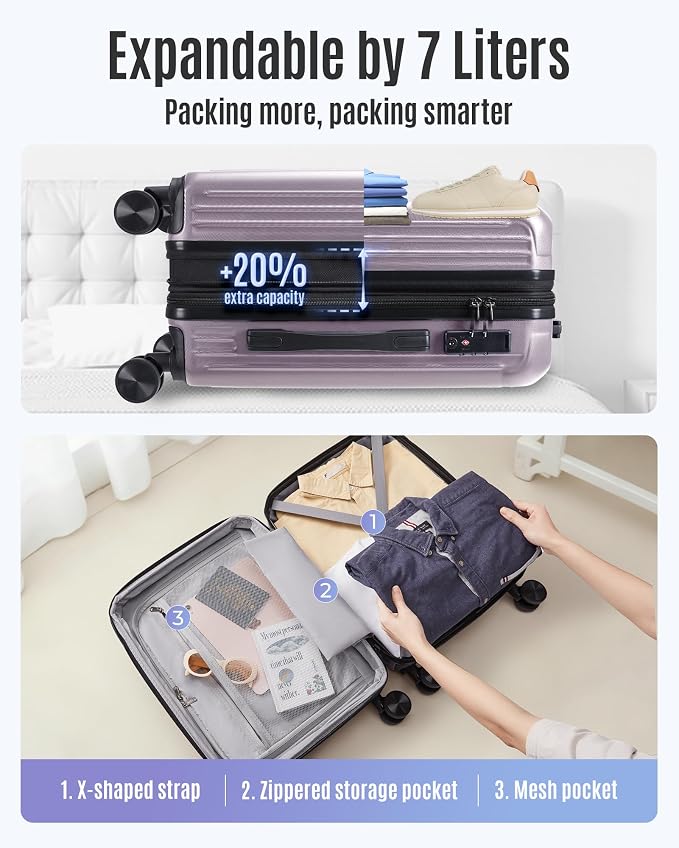 LIGHT FLIGHT Carry On Luggage 22x14x9 Airline Approved, Durable Hard Shell - Image 6