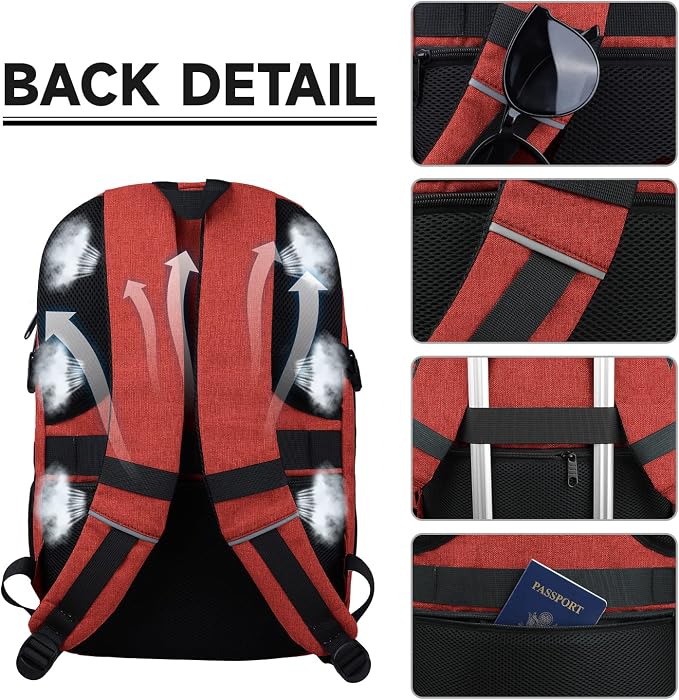 Lapsouno Large Backpack, Travel Laptop Backpack, Carry on Backpack, Sturdy 17 - Image 4
