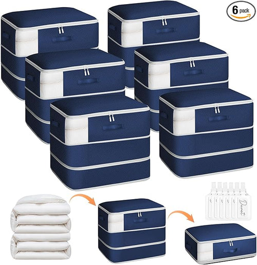 6 Pack Compression Storage Bags - 110L Large Capacity Comforter Storage Bag by Homsorout