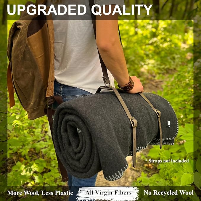 EKTOS 100% Virgin Wool Blanket, Thick Fabric, Winter Essentials - Image 3