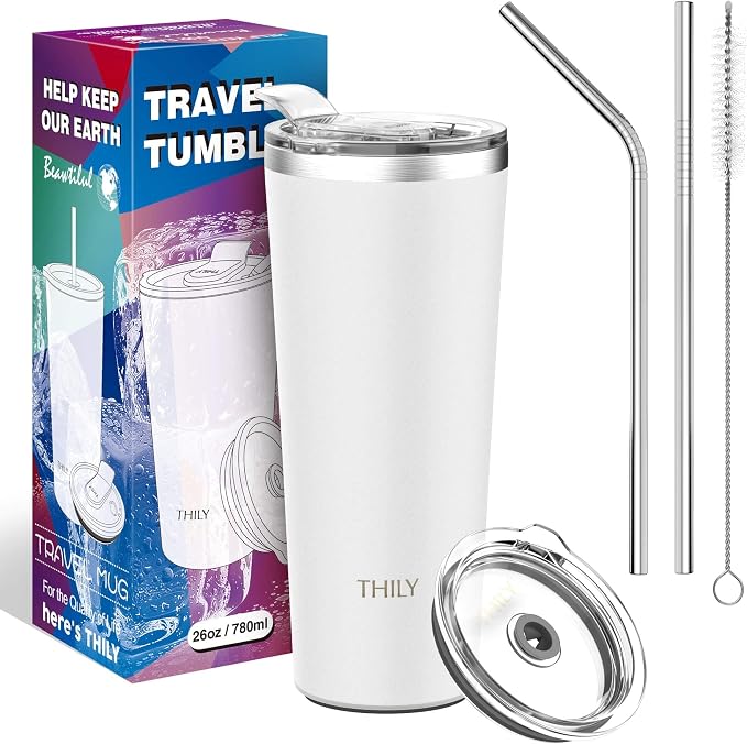 THILY Vacuum Insulated Tumbler Stainless Steel 26 oz Coffee Cup - Image 6