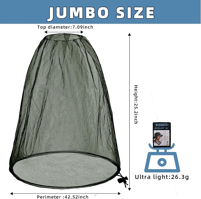 Oversized Mosquito Net 42 x 25 Inches Ultra Large Mosquito Head Net Face Neck - Image 2