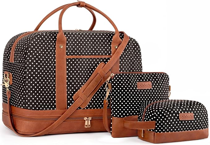 Weekender Bag for Women Canvas Overnight Bag Large Travel Tote Bag Carry on by BOLOSTA