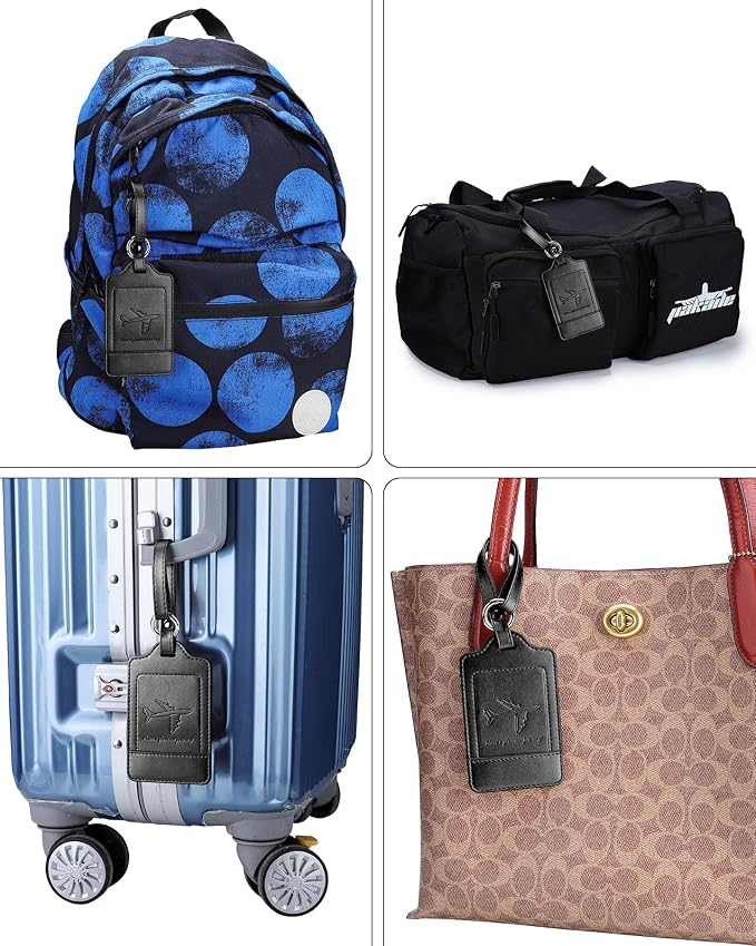 Teskyer Luggage Tags, 3 Pack PU Leather Luggage Tags - Image 5
