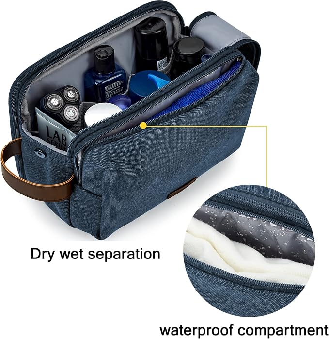 BAGSMART Toiletry Bag for Men, Canvas Travel Toiletry Organizer Dopp Kit - Image 3