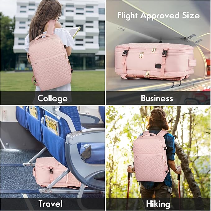 MOMUVO Large Travel Backpack Women, Flight Approved Carry On Backpack, Water - Image 7