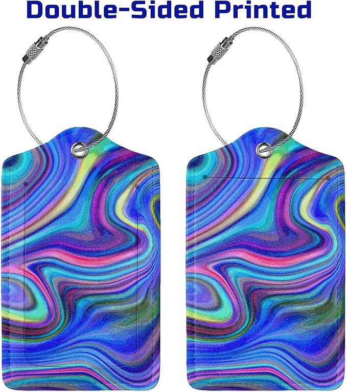 2-Packs Blue Purple Abstract Art Luggage Tags - Image 4