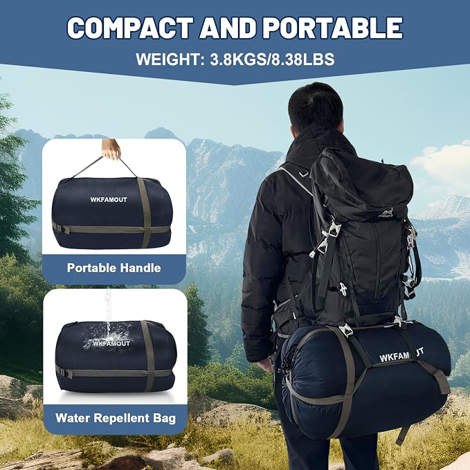 Double Sleeping Bag for Adults Machine Washable 2 Person Camping Sleeping Bag - Image 9