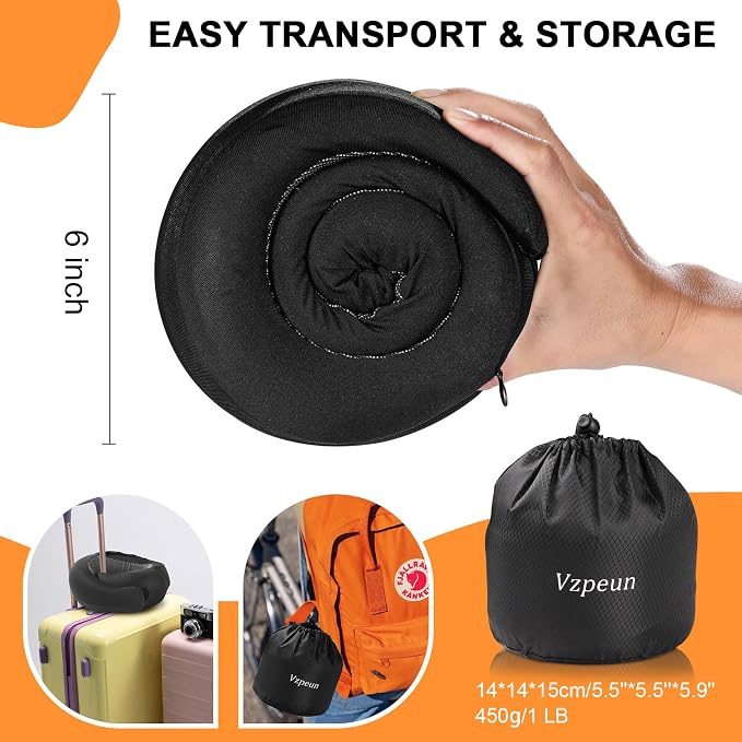 Travel Pillow - Hooded Neck Pillow Airplane Memory Foam Filling - Image 6