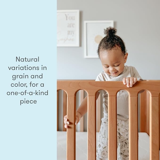 Newton Baby Galileo Standard Crib, Solid Beech Wood in Chestnut Color, 3-in-1 - Image 6