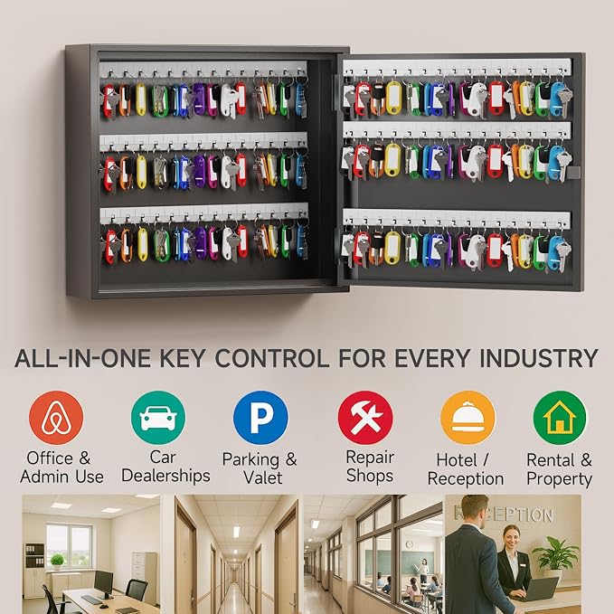 WeHere Key Lock Box for 90 Keys, Wall Mount Key Cabinet - Image 4