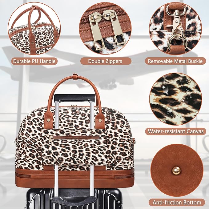 Weekender Bag for Women Canvas Overnight Bag Large Travel Tote Bag Carry on - Image 4