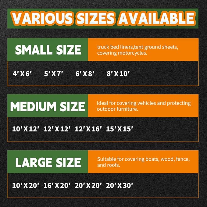 15x15 Feet Tarp Waterproof, 9Mil Thick, Finished Size Tarps, UV Resistant - Image 9