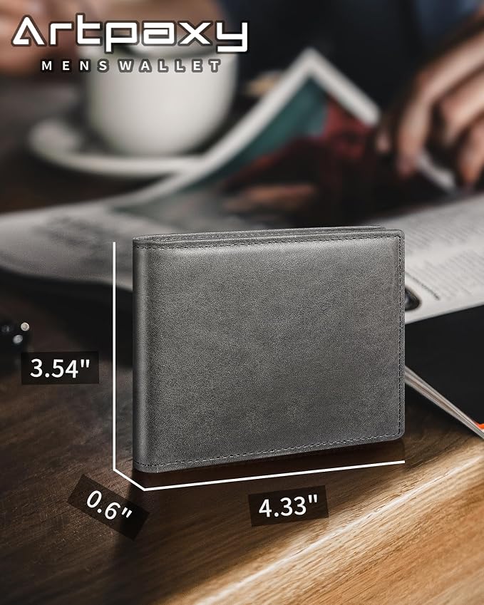 Mens Wallet Bifold Genuine Leather RFID Blocking Wallet - Image 7