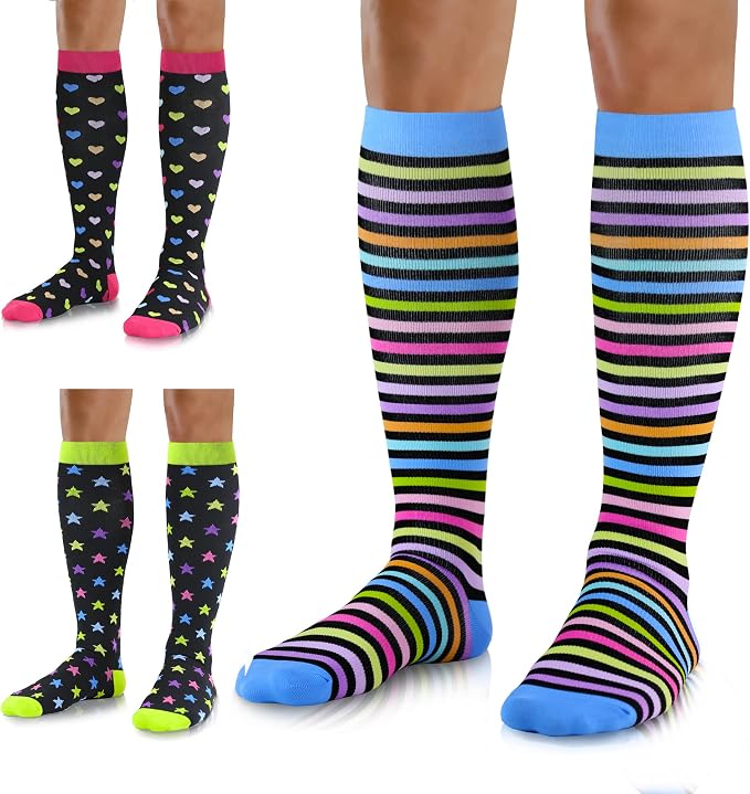 Medical Compression Socks for Women and Men 3 Pairs 20-30 mmHg Knee High by UUSOCKS