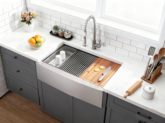 Farmhouse Sink 33 Inch, 33x22 Inch Apron Front Farmhouse Kitchen Sink, 16 Gauge - Image 2