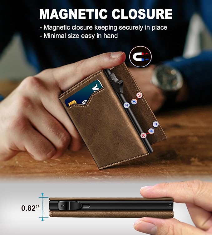 Wallet for Men, with Cash Pocket 2 ID Window 9-13 Cards, Metal Case Smart Slim - Image 3