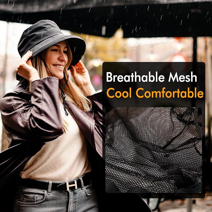 Comhats Rain Hat for Women Waterproof Wide Brim Sun Hats for Ladies UV - Image 4