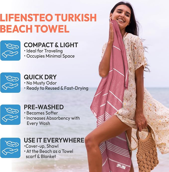 Oversized Sand Resistant Prewashed Turkish Cotton Quick Drying, Lightweight - Image 3