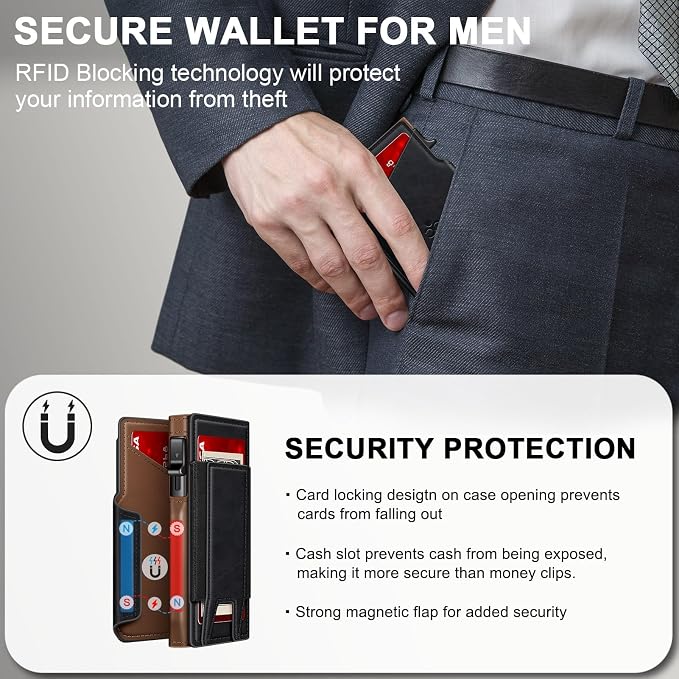 Wallet for Men Wallet with Slim Pop Up Card Holder 9-13 Cards, Bifold - Image 7