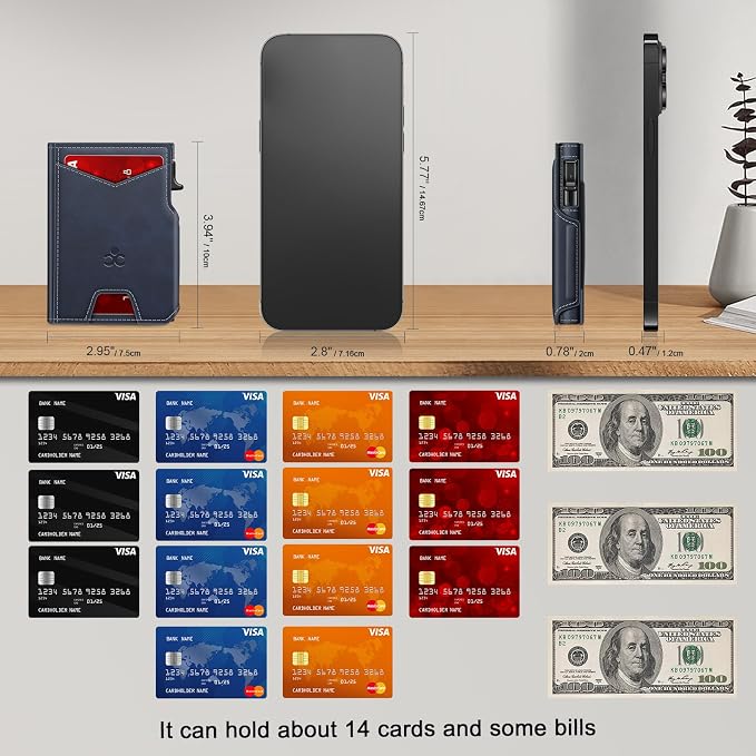 Wallet for Men Wallet with Slim Pop Up Card Holder 9-13 Cards, Bifold - Image 6