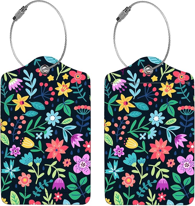 2 Pcs Luggage Tags for Suitcase, Cute Unique PU Leather Travel Bag Tag - Image 3