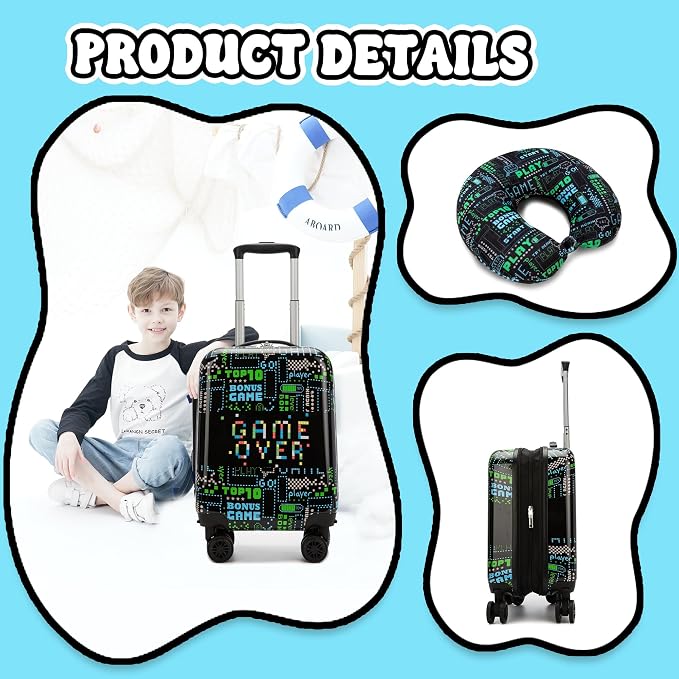 Suitcase for Kids 16inch Car Luggage Set for Boys Travel Suitcase Hard Shell - Image 4