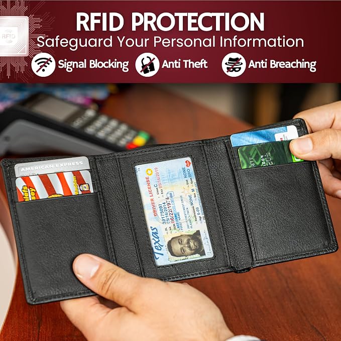 BULL GUARD Mens RFID Wallet, ID and Secret Pocket, Trifold - Image 3