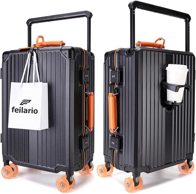 feilario 20" Aluminum Frame Wide Handle Hard Shell Carry On Suitcase by feilario