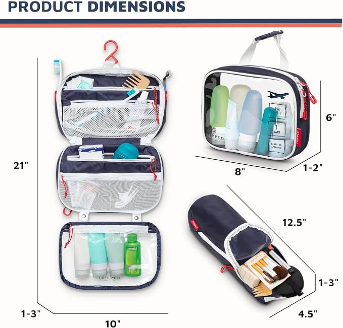 Toiletry Bag Kit Set: Hanging Travel Toiletry Bag + 311 TSA Cosmetic Liquid Bag - Image 2