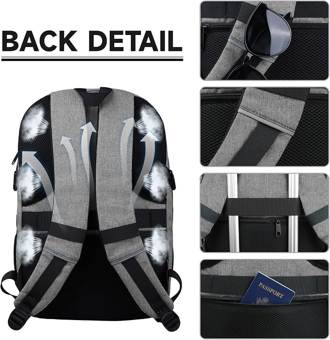 Lapsouno Business Laptop Backpack, Travel Backpack, 15.6 Inch Carry on Backpack - Image 3