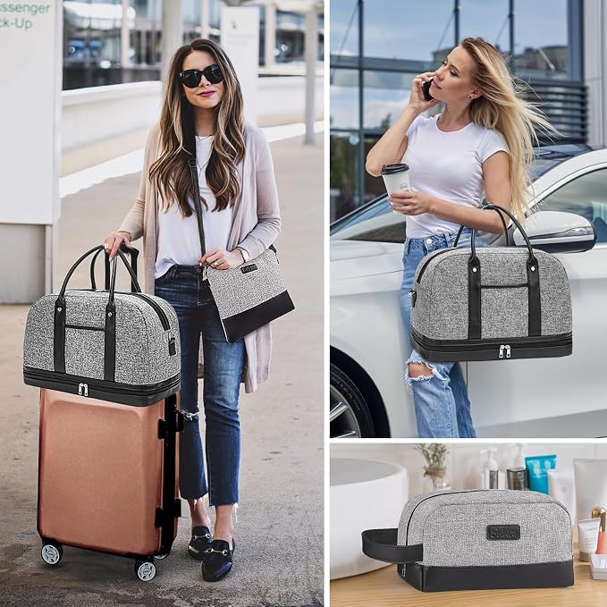 Weekender Bag for Women Canvas Overnight Bag Large Travel Tote Bag Carry on - Image 2