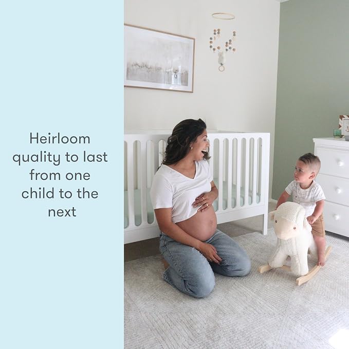 Newton Baby Galileo Standard Crib, Solid Beech Wood in White Color, 3-in-1 - Image 6