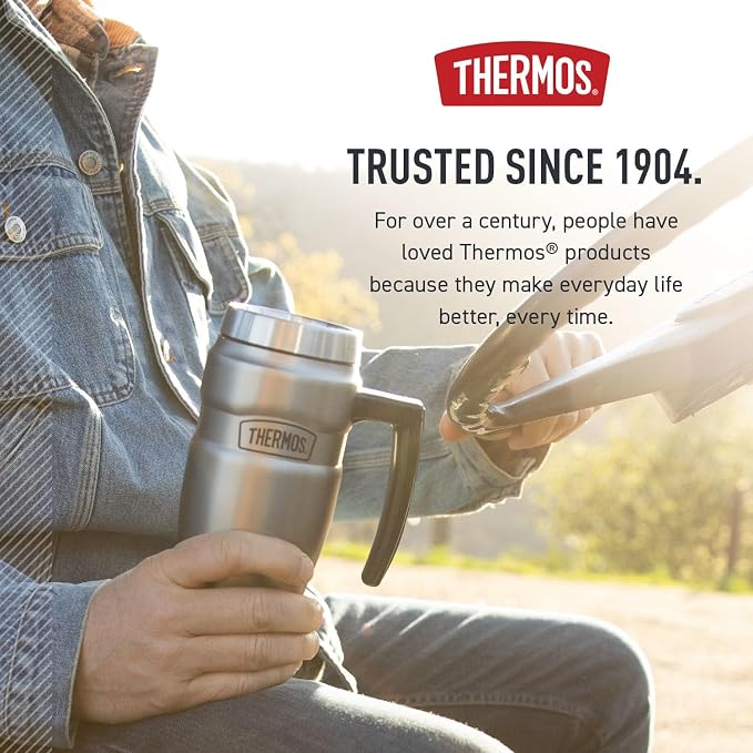 THERMOS Stainless King Vacuum-Insulated Travel Mug, 16 Ounce, Matte Stainless - Image 7