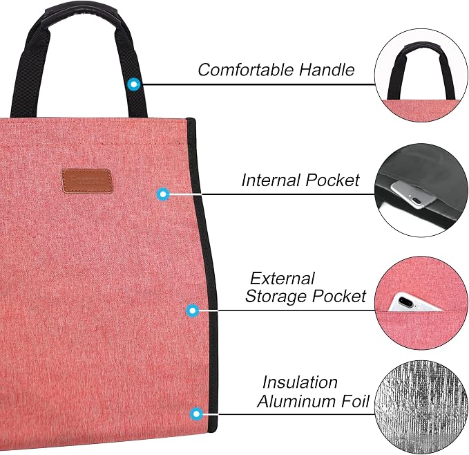Lunch Bags for Women Insulated Reusable Lunch Tote - Image 3