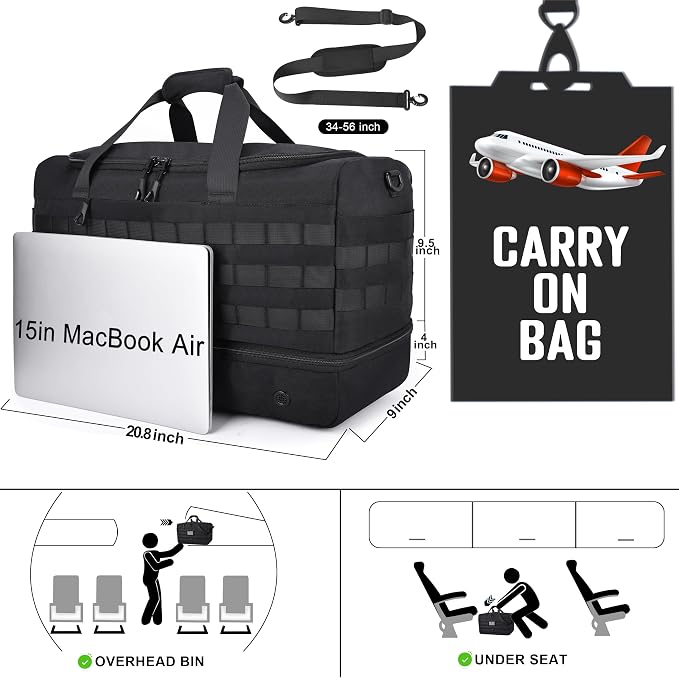 MOZETO Mens Travel Duffel Bag - Image 6