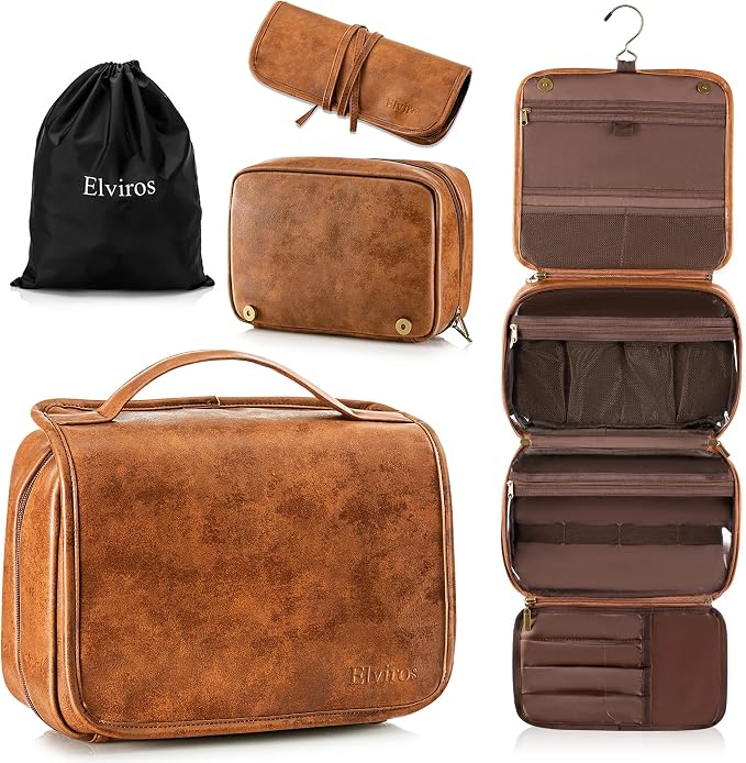 Elviros Hanging Toiletry Bag for Men Travel Essentials 3-in-1 Large Waterproof by Elviros