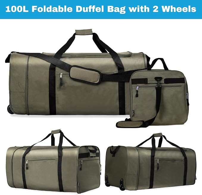 Finnhomy 100L Foldable Rolling Duffel Bag - Image 3