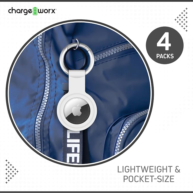 CHARGEWORX Air Tag Holder 4-Pack – Silicone Protective Keychain Holders - Image 4