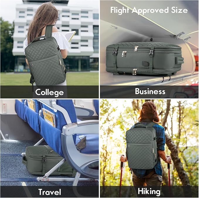 MOMUVO Large Travel Backpack Women, Flight Approved Carry On Backpack, Water - Image 7