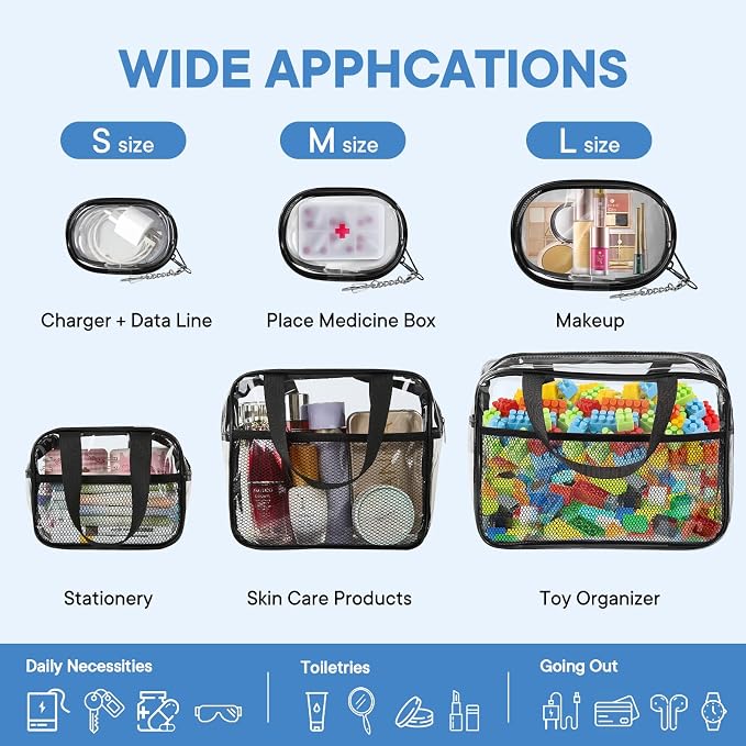 XEWEA Clear Travel Toiletry Bags & Small Electronic Accessories Organizer Case - Image 5