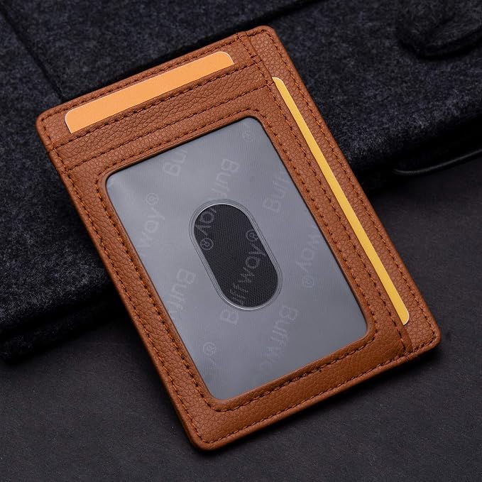 Buffway Slim Minimalist Front Pocket RFID Blocking Leather Wallets - Image 3