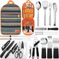 Portable Camping Kitchen Utensil Set-27 Piece Cookware Kit, Stainless Steel by Freehiker