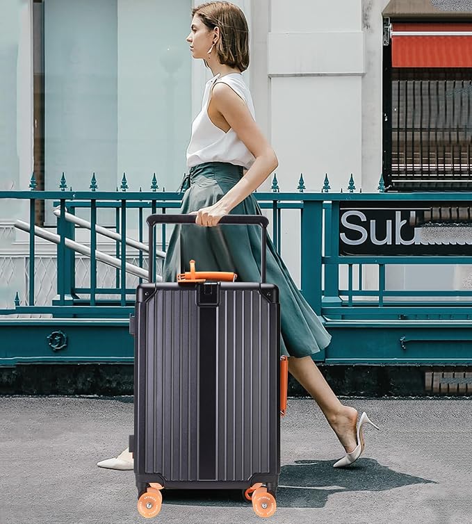 feilario 24in Aluminum Frame Wide Handle Hard Shell Carry On Suitcase - Image 6