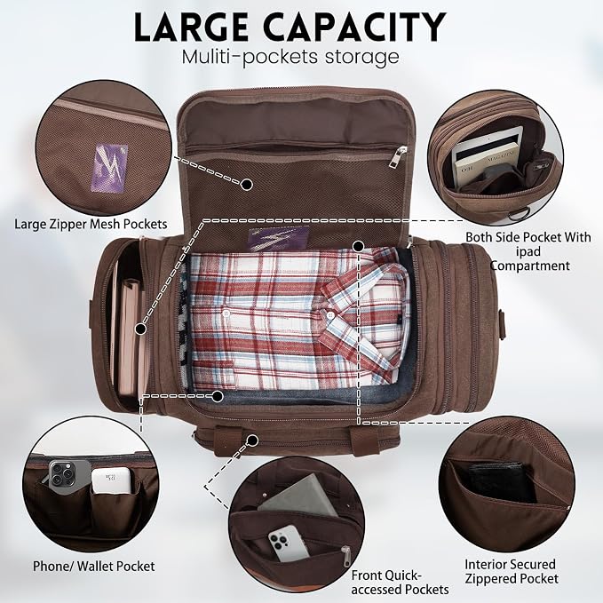 Men'S Duffle Bag For Travel, Expandable Canvas Duffel Bags Overnight Weekend - Image 4