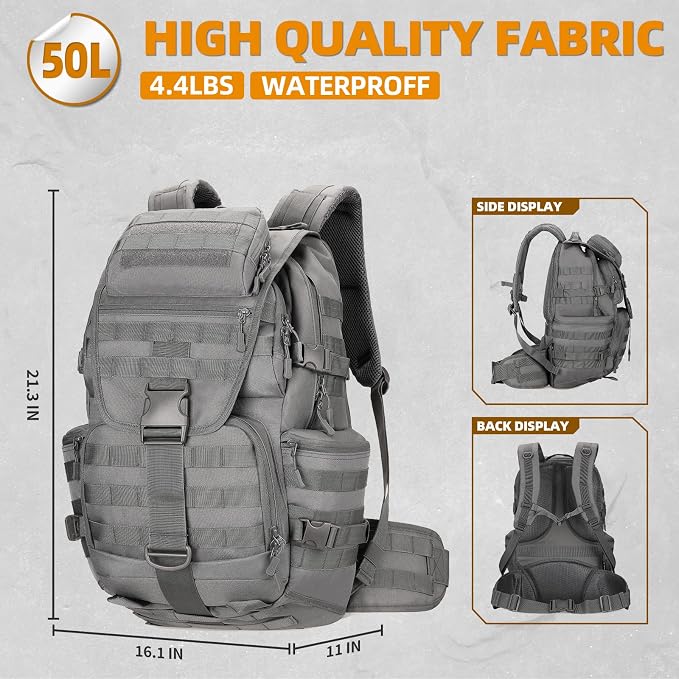 50L Military Tactical Backpack Hiking Waterproof Backpack Large Military Pack 3 - Image 2